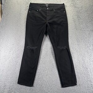 H&M Jeans Mens 36x28 Black Cotton Denim Skinny Faded Stretch Distressed Workwear